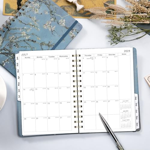 2024 Planner ā Planner 2024, Weekly & Monthly Planner, Jan 2024 - Dec 2024, Planner with Hardcover, 8.5" x 6.4", Twin - Wire Binding, Monthly Tabs, Inner Pocket, Elastic Closure, Daily Organizer