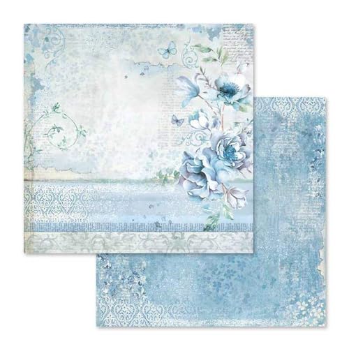 Stamperia International KFT Block 10 sheets - Double Face Blue Land, 30.5 x 30.5 (12" x 12"), Multicoloured