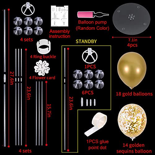 TONIFUL Gold Balloon Centerpieces for Table Gold Balloons Stand Kit for 2023 Graduation Party Decorations Father Day Engagement 30th 40th 50th 60th 70th 80th 90th Birthday Anniversary Decorations
