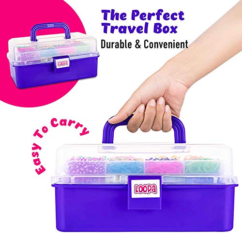 Loopa Rubber Bands Kit , 10,000+ Colorful Bands Refill Set for Kids, DIY Loom Bracelets Making Set with Beads & Endless Accessories - Box Case Included