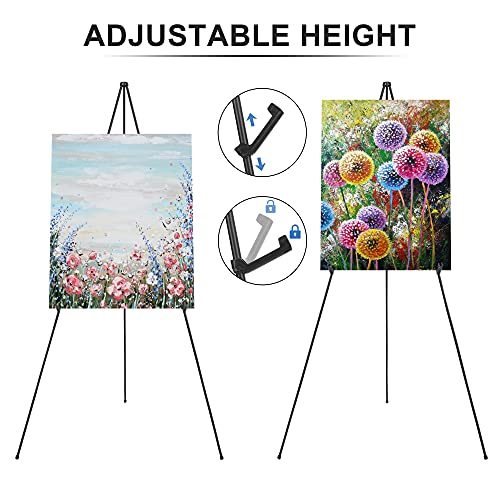 STARHOO Display Easel Stand for Wedding Sign & Poster 63'' Portable Art Easel for Floor Adjustable Metal Easel Black 2 Pack