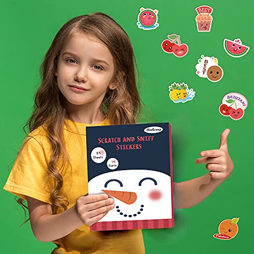 HORIECHALY Scratch and Sniff Stickers, 85 Sheets with 17 Different Scents. More 320 Designs as Rewards, Christmas Gifts, Decorations, Games for Children, Teachers, Parents, etc.