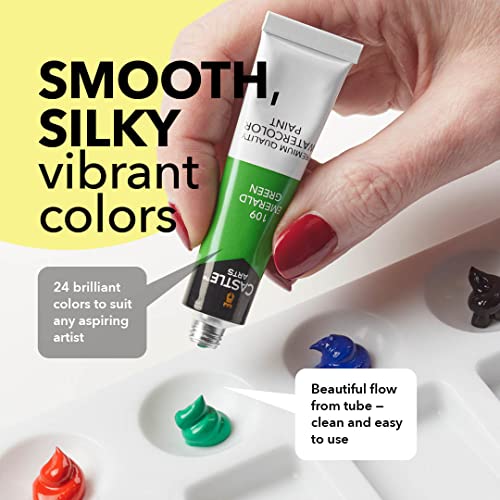 Castle Art Supplies 24 x 12ml Watercolor Paint Tube Set | Value for Adult Artists | Quality, Intense Colors | Just Squeeze The Tube, Mix with Water and Get Creative | in Delightful Presentation Box
