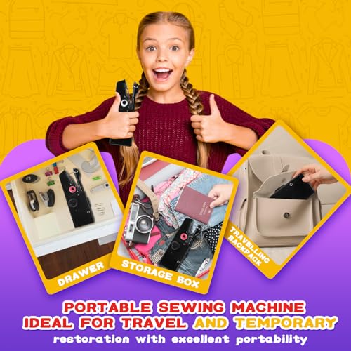 User-Friendly Cordless Handheld Sewing Machine for Beginners, Mini Sewing Machine with Accessories Kit, Portable Sewing Machine for A Variety of Fabrics, Clothes Repair Easy A Must-Have for Home DIY