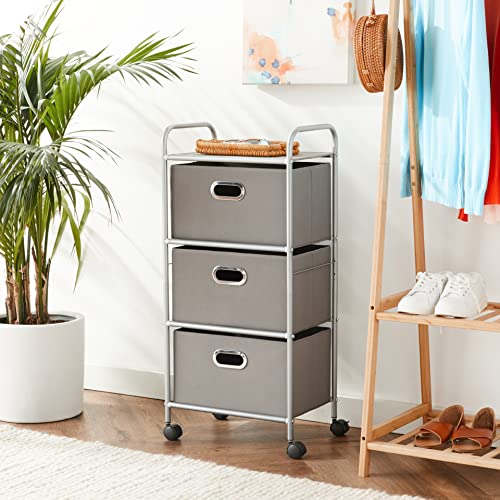 Honey-Can-Do 3 Drawer Rolling Cart - Gray CRT-06248 Grey 11.5 in L x 16.125 in W x 35.5 in H (29.2 cm L x 41 cm W x 90.2 cm H)