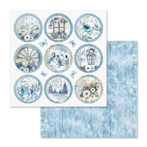 Stamperia International KFT Block 10 sheets - Double Face Blue Land, 30.5 x 30.5 (12" x 12"), Multicoloured