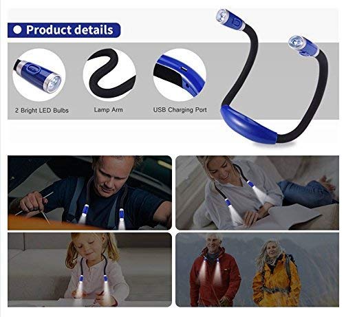 Rechargeable LED Book Light, Neck Hug Reading Lights for reading in Bed, Hand-Free Super Flexible, 3 Adjustable Brightness Levels, Perfect for Bookworms, Kids, Reading In Car, Crafts