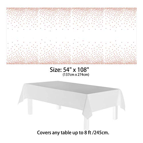 hapray 4 Pack Plastic Tablecloths for Rectangle Tables, Waterproof Disposable Party Table Cloths with Rose Gold Dot, Table Covers for Decorations, Baby Shower, Birthday, Mothers Day, 54” x 108”
