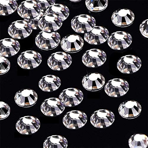 Onwon 144 Pieces SS40 / 8mm Clear Crystal Flat Back Brilliant Round Rhinestones Glass Stones Glitter Gems Transparent Faux Diamond (Clear)