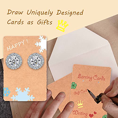 Earring Cards for Selling Including 120 Pcs Earring Holder Cards, 120 Earring Packaging and 240 Pcs Earring Backs, for Necklace/Jewelry Display, Jewelry Packaging 3.5x2.4 Inches (Brown)