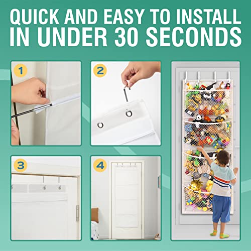 The Original Stuffed Animal Storage (Patent Pending) - Over Door Organizer for Stuffies, Baby Ideas Holder, Toy Plush Storage/Hammock Hanging Storage Net Big Girls Toddler Large Bag Animals