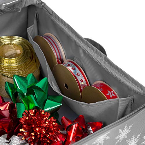 Wrapping Paper Storage Container – Fits up to 27 Rolls 1 3/8” Diam. - Underbed Gift Wrap Organizer Bags, Wrapping Paper Rolls, Ribbon, and Bows - Under Bed- Durable Material 600D - Up to 40" Rolls