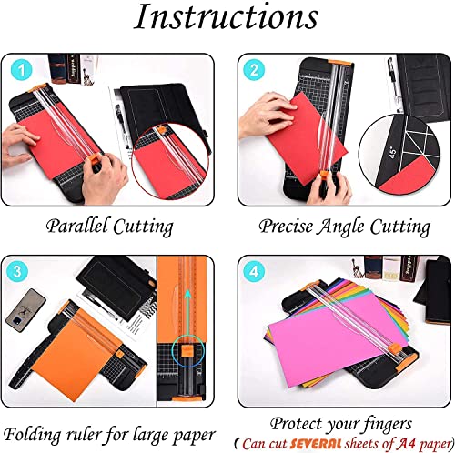 Evteck Paper Cutter Trimmer Small: 12 Inch Crafting & Scrapbooking Supplies for A4 Cardstock Photo Label with Automatic Security Safeguard and Foldable Ruler