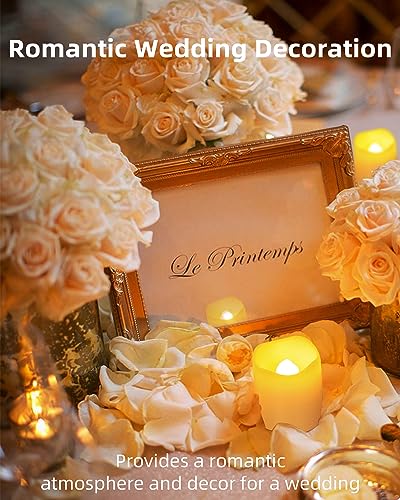 SHYMERY Flameless Votive Candles,Flameless Flickering Electric Fake Candle,24 Pack 200+Hour Battery Operated LED Tea Lights in Warm White for Wedding, Table, Festival, Halloween,Christmas Decorations