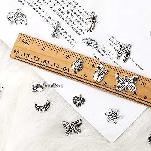 SANNIX 350Pcs Silver Charms for Jewelry Making Wholesale Bulk Tibetan Silver Charm Pendants for DIY Necklace Bracelet Earring Craft Supplies