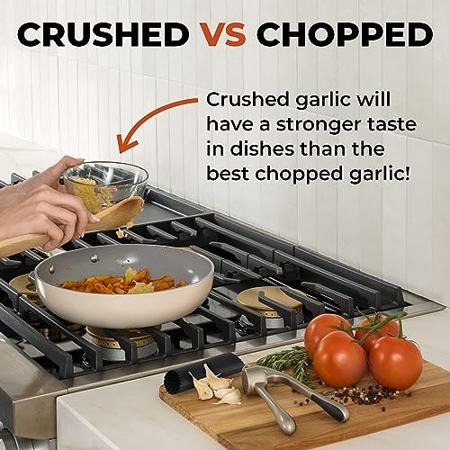 Premium Garlic Press with Soft Easy-Squeeze Ergonomic Handle, Sturdy Design Extracts More Garlic Paste Per Clove, Garlic Crusher for Nuts & Seeds, Professional Garlic Mincer & Ginger Press - by Zulay