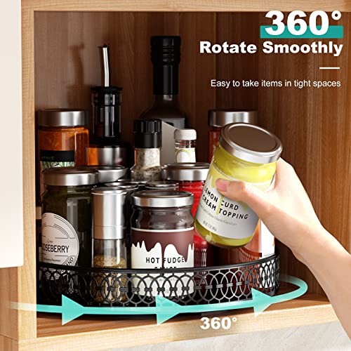 Lazy Susan Organizer, 11 Inch Lazy Susan Turntable for Cabinet Table, PHINOX Turntable Organizer Lazy Susan Spice Rack with Non-Slip Pad, Lazy Susan for Kitchen Bathroom Pantry Vanity (Metal)