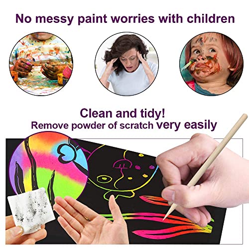 pigipigi Scratch Paper Art for Kids - 60 Pcs Magic Rainbow Scratch Paper Off Set Crafts Supplies Kits Pads Sheets Boards for Party Games Easter Christmas Birthday Gift