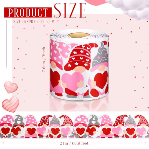 Spiareal 68.9 Feet Valentine's Day Gnomes Bulletin Board Border Decorations Red Pink Heart Love Gnomes Elf Rolled Border Trim for Valentine Day Party Classroom Bulletin Boards Chalkboard Wall Decor