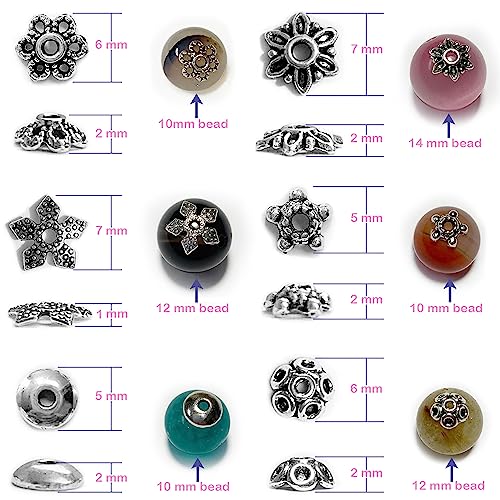 Antique Silver Spacer Bead Caps Bali Style Mixed Tibetan Silver Flower Beads Caps for Bracelet Necklace Earrings Jewelry Making Supplies Findings 600Pcs