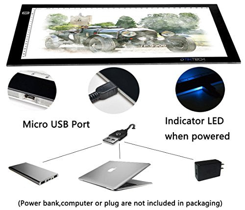 A4 Ultra-Thin Portable LED tracing Light Box Dimmable Brightness LED Art Tracing Pad for Artist Drawing Sketching Animation Stencilling and 5d Diamond Painting (Black, A4)