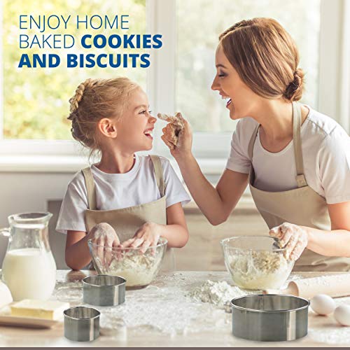 Cookie Cutter Set 2 3 4 INCH x 1.5 INCH, 3 Pc, Round Metal Baking Rings for Pastry, Biscuits, and Dough Cutting, Heavy Duty and Reusable, Multiple Sizes