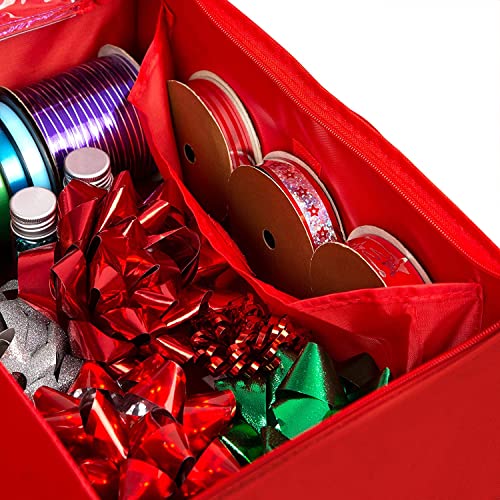 Wrapping Paper Storage Container – Fits up to 27 Rolls 1 3/8” Diam. - Underbed Gift Wrap Organizer Bags, Wrapping Paper Rolls, Ribbon, and Bows - Under Bed- Durable Material 600D - Up to 40" Rolls