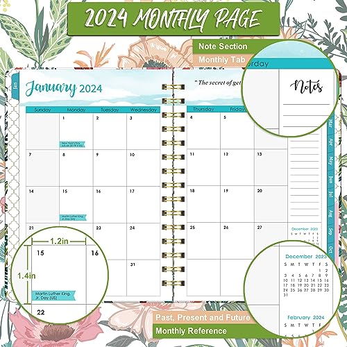 mstf 2024 Planner โ Weekly ๏ผ Monthly Planner 2024, Jan. 2024 โ Dec. 2024, 6.4" x 8.5" with Tabs, Flexible Hardcover, Thick Paper, Strong Twin-Wire Binding, Back Pocket, Inspirational Quotes ๏ผ Notes