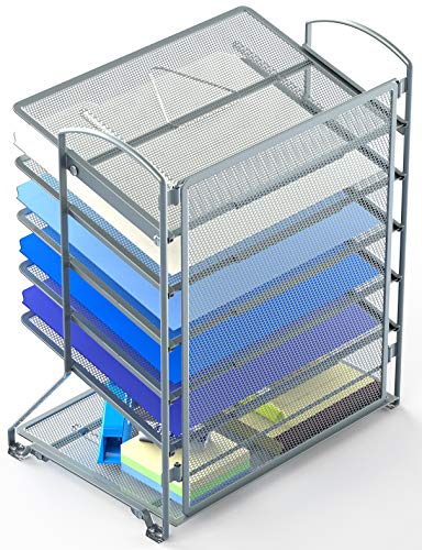 SimpleHouseware 6 Trays Desktop Document Letter Tray Organizer, Silver