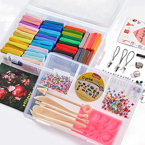ifergoo Polymer Clay, Modeling Clay for Kids DIY Starter Kits, 50 Color Oven Baked Model Clay, Non-Toxic, Non-Sticky, with Sculpting Tools, Ideal Gift for Boys and Girls