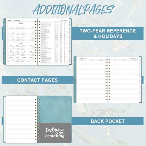 2024 Planner ā Planner 2024, Weekly & Monthly Planner, Jan 2024 - Dec 2024, Planner with Hardcover, 8.5" x 6.4", Twin - Wire Binding, Monthly Tabs, Inner Pocket, Elastic Closure, Daily Organizer