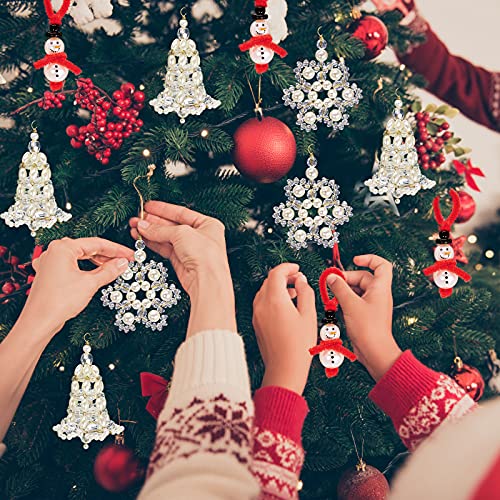 Christmas Beaded Ornaments Kits to Make (22 Sets)-Including 12 Pcs Snowman /4 Pcs Bell/6 Pcs Snowflake - DIY Christmas Crafts for Holiday Tree Decorations(Assembly Needed)