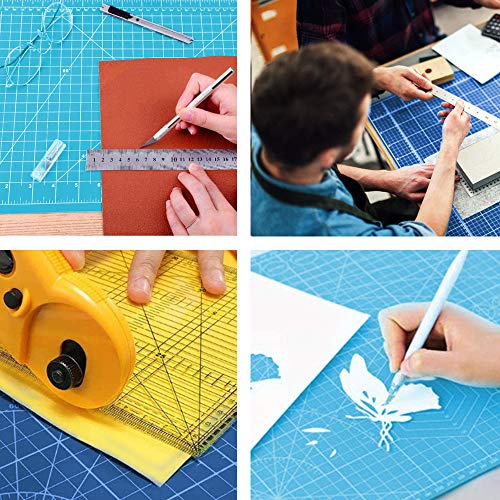 AIRGAME Self Healing Cutting Mat 18"x12" Non-Slip PVC Double Sided 5-Ply A3 Art Craft Rotating Mat,Sewing Crafts Hobby Fabric Precision Scrapbooking Project(Blue/Light blue)
