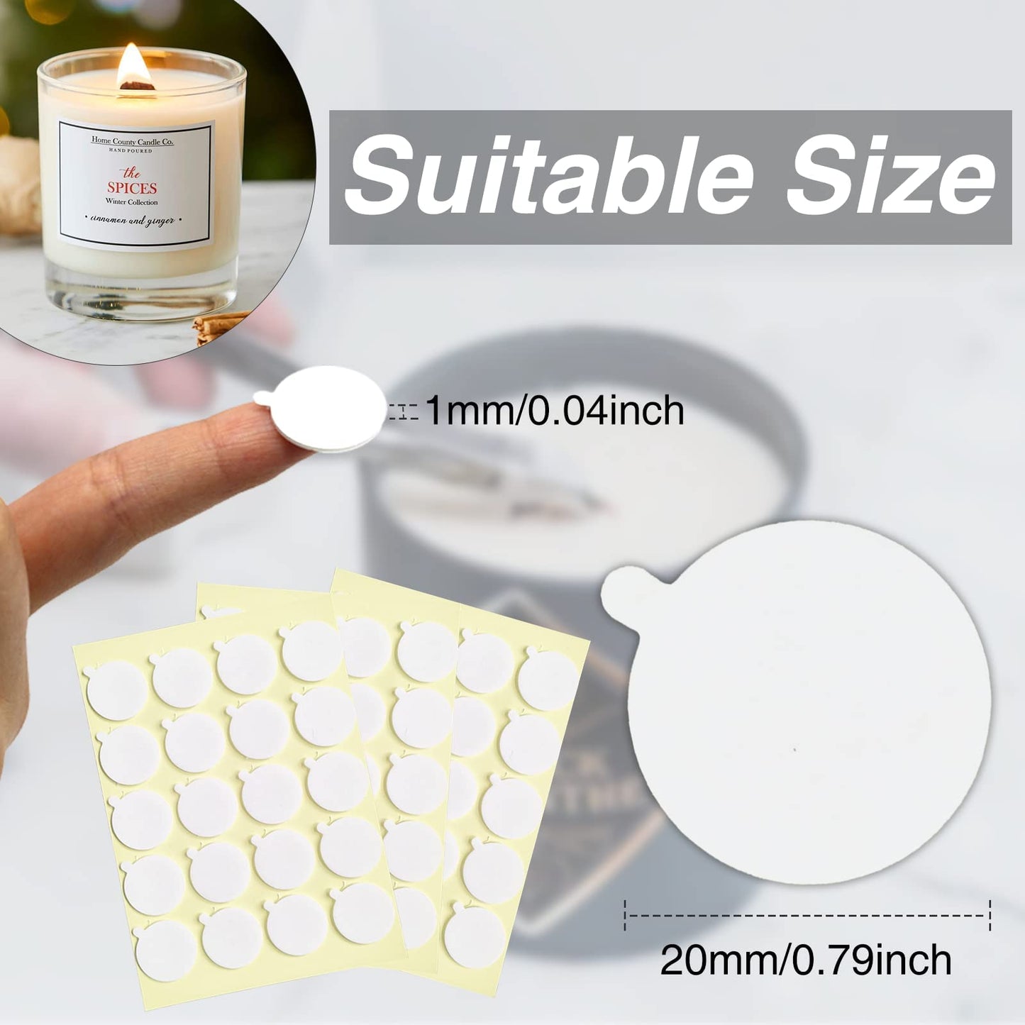 Aubeco 240PCS Candle Making Kit, Candle Wick Stickers, Candle Making Supplies, Double-Sided Stickers with The Little ‘‘Tail’’, Hot Wax Stickers for Candle Making