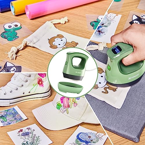 Xinart Mini Heat Press Small Heat Press Machine for T-Shirts (Temp: 285℉-400℉) Mini Iron Press Portable Heat Press for HTV Vinyl and Sublimation Projects-Green…