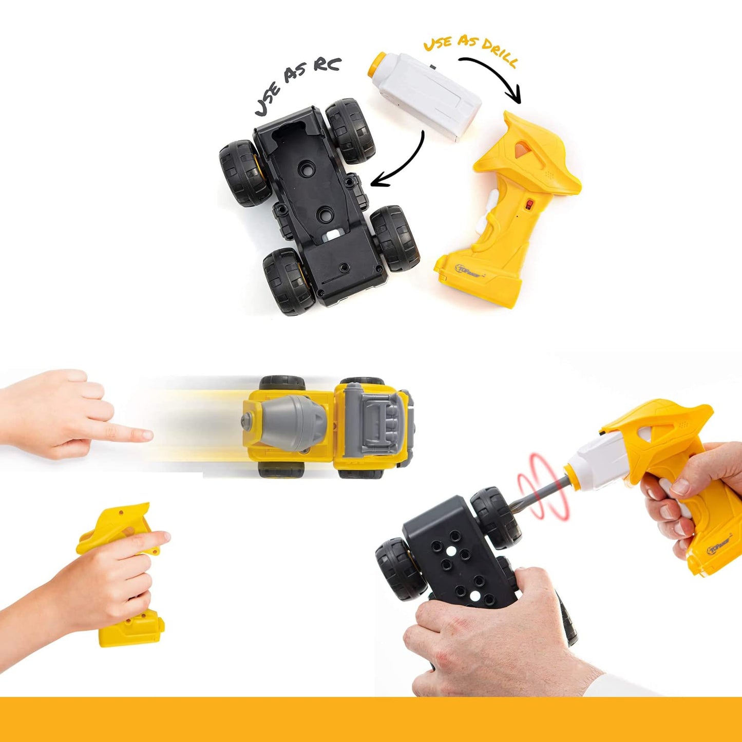 Top Race Take Apart Toys with Battery Powered Drill - 3-in-1 Take Apart Truck with Remote Control - Easy Assembly Construction Truck with Drill for Kids Builds Imagination and Building Skills