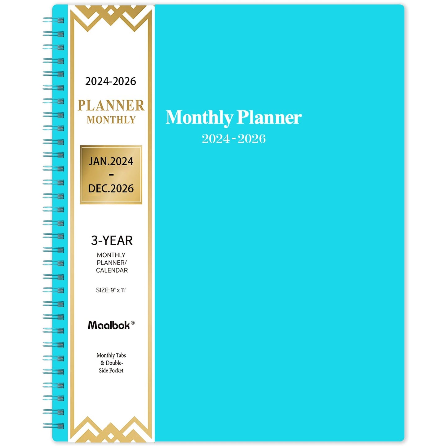 2024-2026 Monthly Planner/Calendar - 3 Year Monthly Planner 2024-2026, 36 Months Planner from Jan 2024 to Dec 2026, 9'' x 11'', 36 Months Tabs, Double-Side Pocket, Holidays, Notes Pages