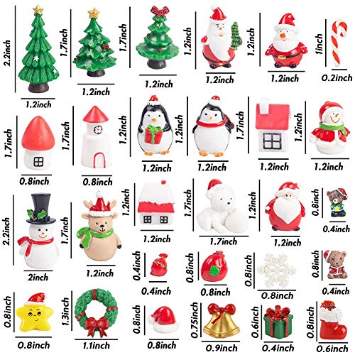 LovesTown 38 PCS Fairy Garden Christmas Accessories, Christmas Miniature Ornaments, DIY Snow Globe Figurines, Christmas Decorations for Christmas Party