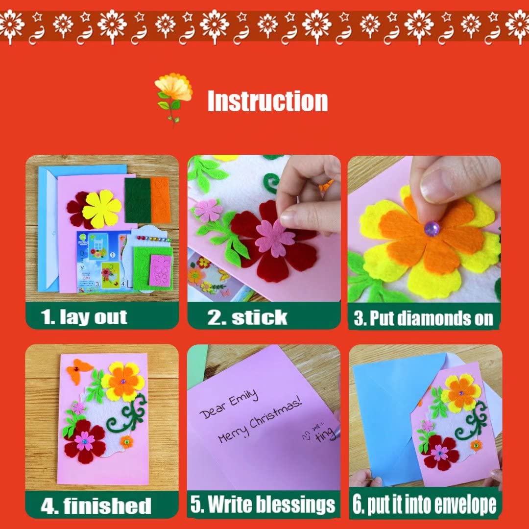 QIAONIUNIU Card Making Kits DIY Handmade Greeting Card Kits for Kids, Christmas Card Folded Cards and Matching Envelopes Thank You Card Art Crafts Crafty Set Gifts for Girls Boys