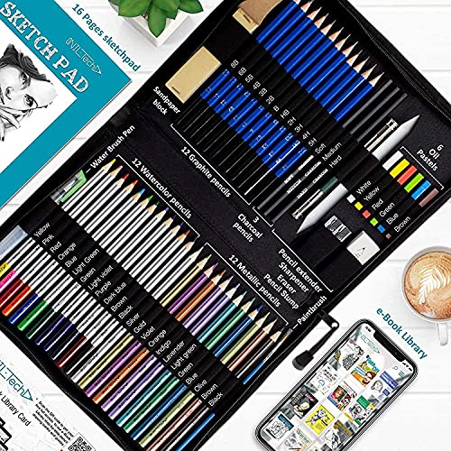 Drawing Pencils Art Supplies – 55pc Colored Pencils For Kids, Teens, And Adults Includes Charcoal Pencils, Graphite Pencils, Sketch Pencils Digital Ebook Library Of Drawing Tutorials And Sketch book