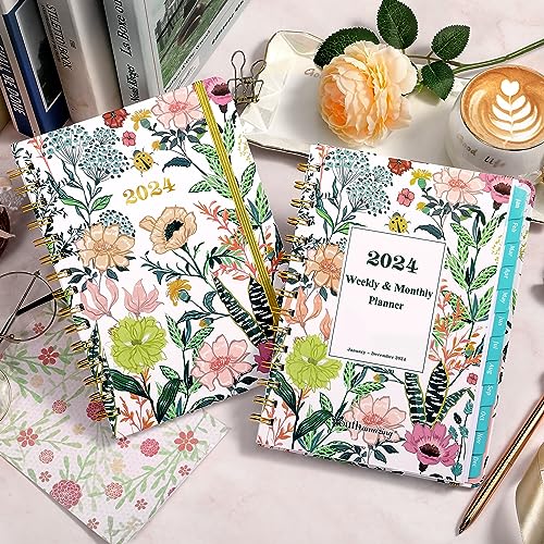 mstf 2024 Planner โ Weekly ๏ผ Monthly Planner 2024, Jan. 2024 โ Dec. 2024, 6.4" x 8.5" with Tabs, Flexible Hardcover, Thick Paper, Strong Twin-Wire Binding, Back Pocket, Inspirational Quotes ๏ผ Notes