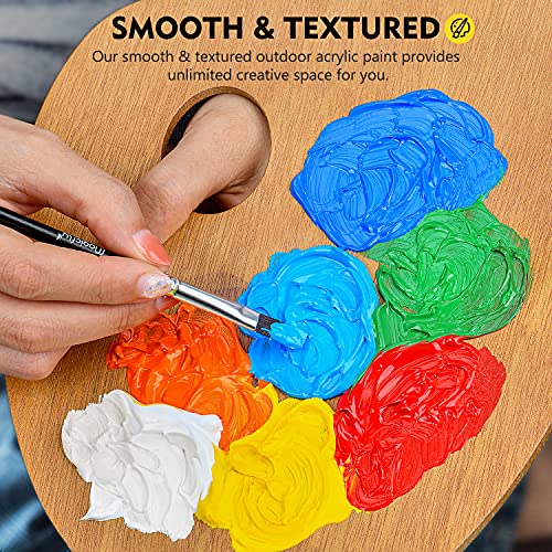 Magicfly Outdoor Acrylic Paint, Set of 30 Colors/Tubes (60 ml, 2 oz.) with Storage Box, Rich Pigments, Multi-Surface Paints for Rock, Wood, Fabric, Leather, Paper, Crafts, Canvas and Wall Painting