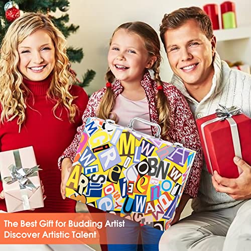 POPYOLA Art Supplies, 180 Piece Drawing Painting Art Kit with Clipboard and Coloring Papers, Gifts Art Set Case with Oil Pastels, Crayons, Colored Pencils, Watercolor Cakes