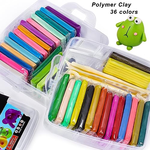 Polymer Clay 36 Colors, CiaraQ Modeling Clay Starter Kits for Kids, Oven Baked Model Clay with Sculpting Tools, Safe and Non-Toxic, Great Gift for Children and Artists