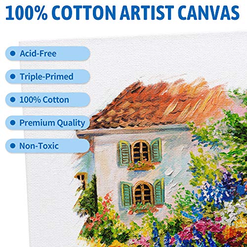 FIXSMITH-Painting-Canvas-Panels,8x10 Inch Canvas Board Super Value 12 Pack Canvases,100% Cotton,Primed Canvas Panel,Acid Free,Artist Canvas Boards for Professionals,Hobby Painters,Students & Kids.