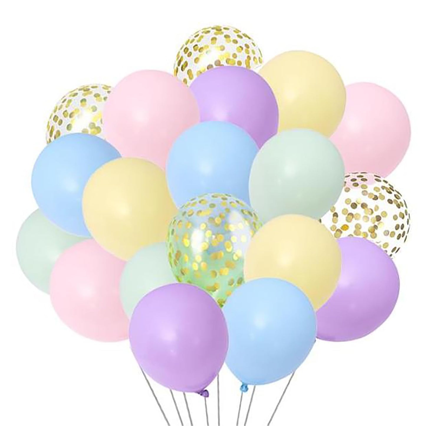 12 inch Pastel Balloons and Gold Confetti Latex Balloons for Pastel Party Decorations, Pastel Birthday Party Decoration, Baby Shower, Pastel Rainbow Party Decorations 50 Pcs