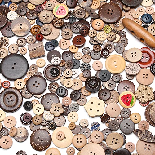 About 400 Wood Coconut Shell Button Resin Buttons, Sewing DIY Craft Buttons, Hand-Painted Decorative Buttons