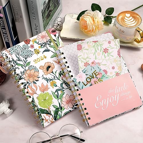 mstf 2024 Planner โ Weekly ๏ผ Monthly Planner 2024, Jan. 2024 โ Dec. 2024, 6.4" x 8.5" with Tabs, Flexible Hardcover, Thick Paper, Strong Twin-Wire Binding, Back Pocket, Inspirational Quotes ๏ผ Notes