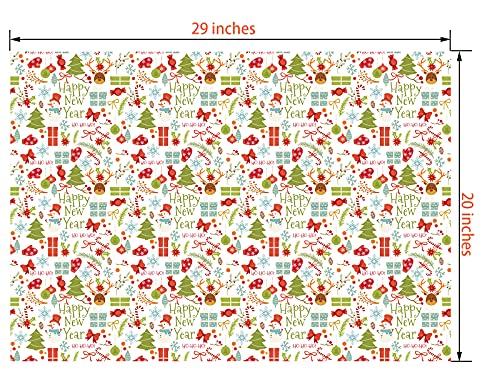 PlandRichW Christmas Wrapping Paper Folded for Kids Boys Girls Man Women Gift's. Papercraft Snowmen, Candy Canes, Tree, Socks, Snowflakes, Happy New Year Bulk of 12 Sheets 20"x 29" Folded