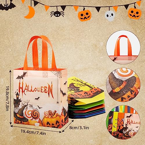 YANGTE 8 Pack Halloween Bags Trick or Treat Bags, Reusable Non-Woven Halloween Tote Bags with Handles - Ideal Gift Bags for Halloween, Halloween Supplies, Trick or Treat Halloween Party Favor Bags